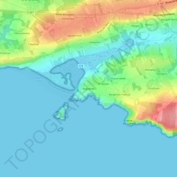 Topografische Karte Raguenes, Höhe, Relief