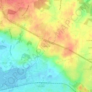 Topografische Karte Kerquessaud, Höhe, Relief