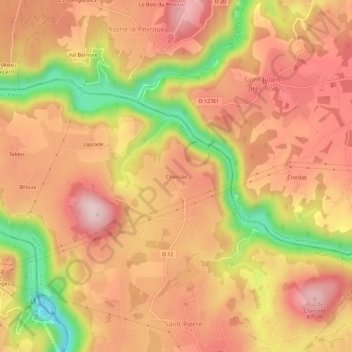 Topografische Karte Chaissac, Höhe, Relief