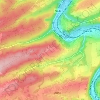 Topografische Karte Grand Enclos, Höhe, Relief