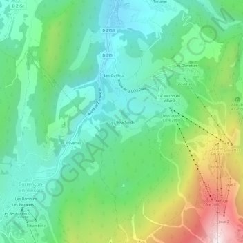 Topografische Karte Les Bouchards, Höhe, Relief