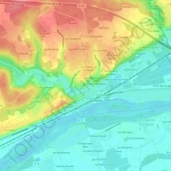Topografische Karte Fougeray, Höhe, Relief