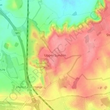 Topografische Karte Upper Sundon, Höhe, Relief