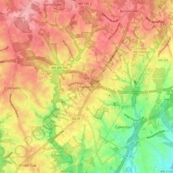 Topografische Karte Fairland, Höhe, Relief