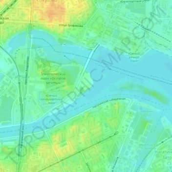 Topografische Karte Коломенка, Höhe, Relief