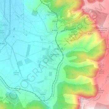 Topografische Karte Artómaña, Höhe, Relief