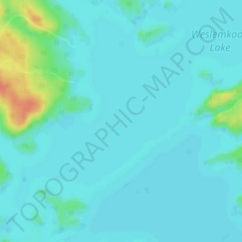 Topografische Karte Weslemkoon Lake, Höhe, Relief