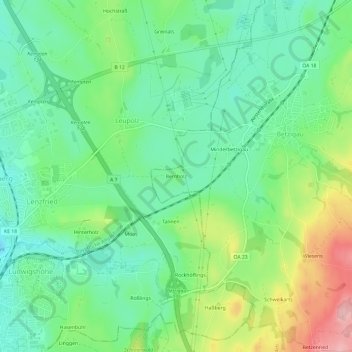 Topografische Karte Bernholz, Höhe, Relief
