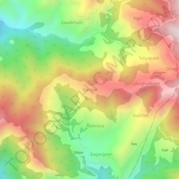 Topografische Karte Hariyal, Höhe, Relief
