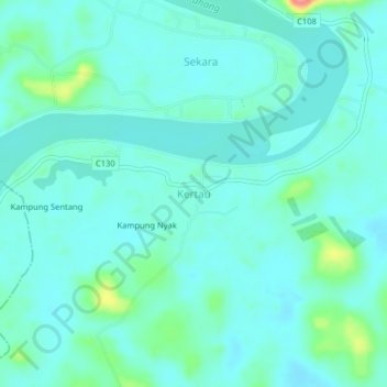 Topografische Karte Kertau, Höhe, Relief