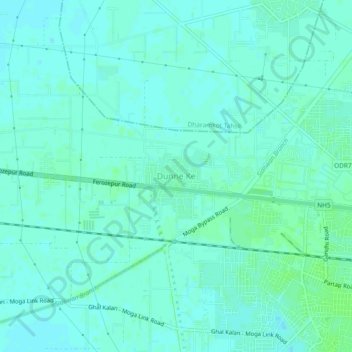 Topografische Karte Dunne Ke, Höhe, Relief