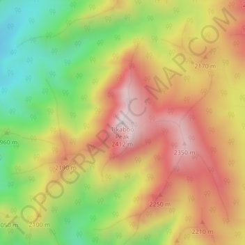 Topografische Karte Tikaboo Peak, Höhe, Relief