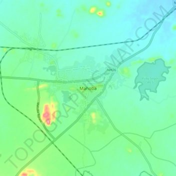 Topografische Karte Mahoba, Höhe, Relief