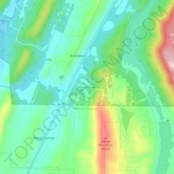 Topografische Karte Woodhaven, Höhe, Relief