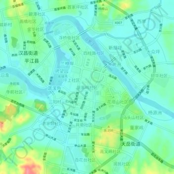 Topografische Karte 童家岭社区, Höhe, Relief