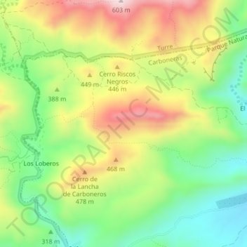 Topografische Karte La Serrata, Höhe, Relief