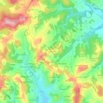 Topografische Karte Les Bories, Höhe, Relief