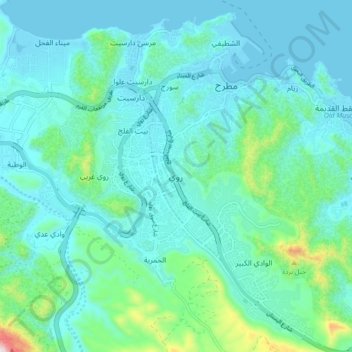 Topografische Karte Ruwi, Höhe, Relief