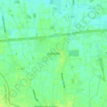 Topografische Karte Getmold, Höhe, Relief