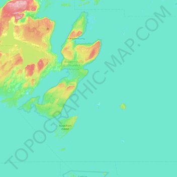 Topografische Karte Rabbit Island, Höhe, Relief
