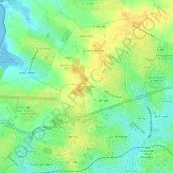 Topografische Karte Le Bonnodeau, Höhe, Relief
