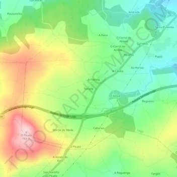 Topografische Karte Teicelle, Höhe, Relief