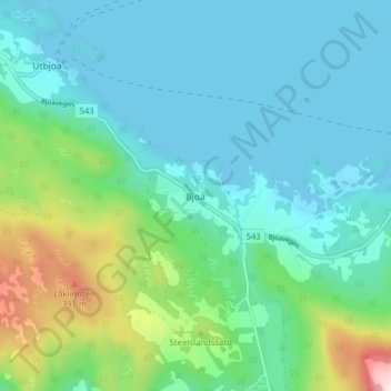Topografische Karte Bjoa, Höhe, Relief