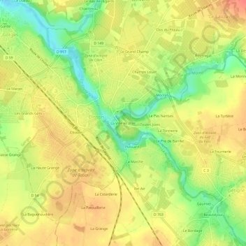 Topografische Karte La Ville en Bois, Höhe, Relief