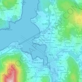 Topografische Karte O Cruceiro de Barro, Höhe, Relief
