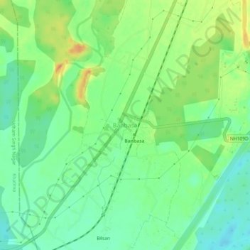 Topografische Karte Banbasa, Höhe, Relief