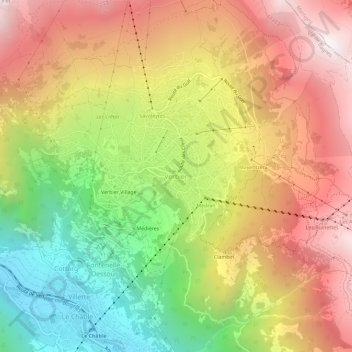 Topografische Karte Verbier, Höhe, Relief