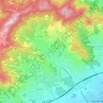 Topografische Karte Cabrils, Höhe, Relief