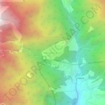 Topografische Karte Melamchigaon, Höhe, Relief