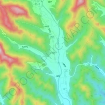 Topografische Karte 九狮村, Höhe, Relief