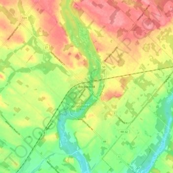 Topografische Karte Rockwood, Höhe, Relief
