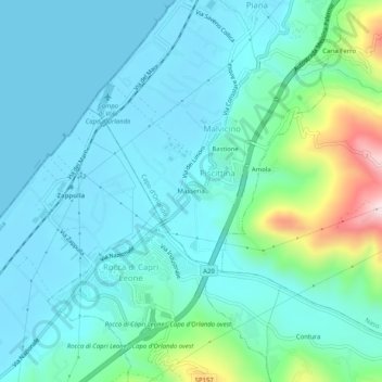 Topografische Karte Masseria, Höhe, Relief