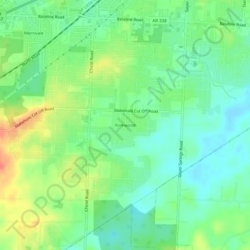 Topografische Karte Yorkwood, Höhe, Relief