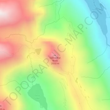 Topografische Karte Cathedral Rock, Höhe, Relief