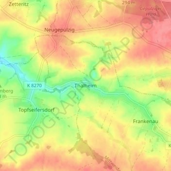 Topografische Karte Thalheim, Höhe, Relief