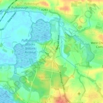 Topografische Karte Wiggonholt, Höhe, Relief