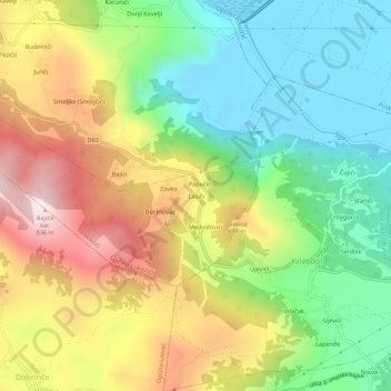 Topografische Karte Lasići, Höhe, Relief