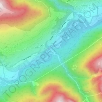 Topografische Karte Sur En, Höhe, Relief