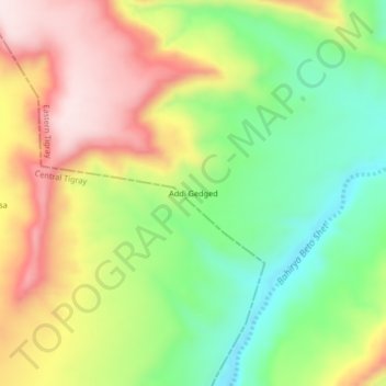 Topografische Karte Addi Gedged, Höhe, Relief
