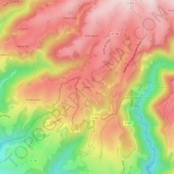 Topografische Karte Palays, Höhe, Relief