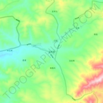 Topografische Karte 玉井镇, Höhe, Relief