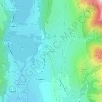 Topografische Karte Les Troussiers, Höhe, Relief