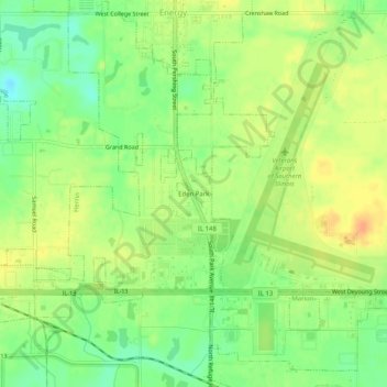 Topografische Karte Eden Park, Höhe, Relief