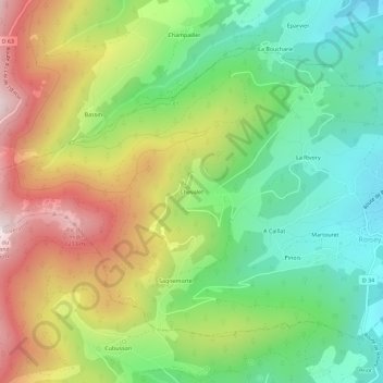 Topografische Karte Chevalet, Höhe, Relief