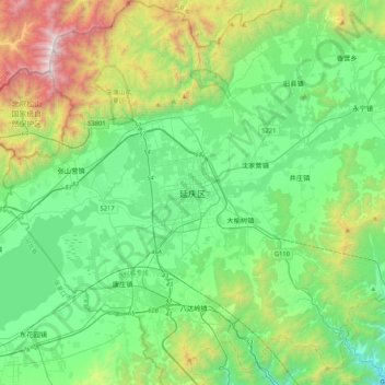 Topografische Karte 延庆区, Höhe, Relief