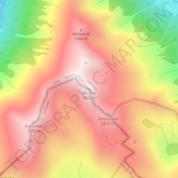Topografische Karte Deneck, Höhe, Relief